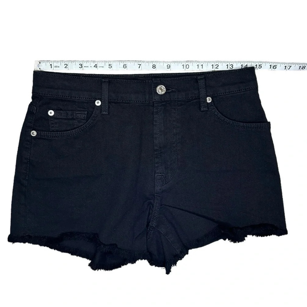 7 FOR ALL MANKIND Women’s Broken Twill Cut Off Short Black Size 28 - Picture 11 of 16